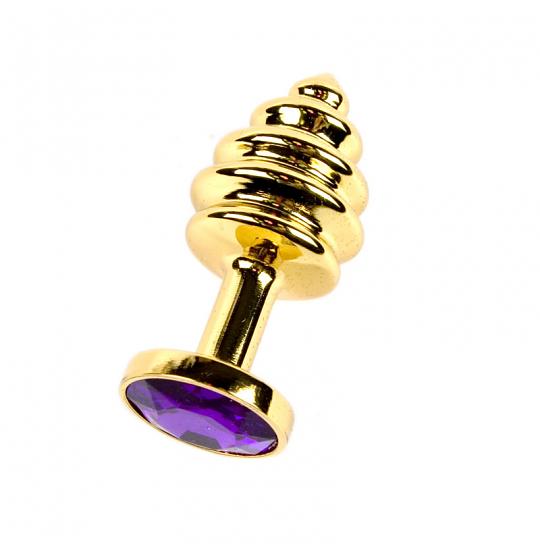 Анальный плаг Golden Butt Plug Purple Елочка цвет желтый