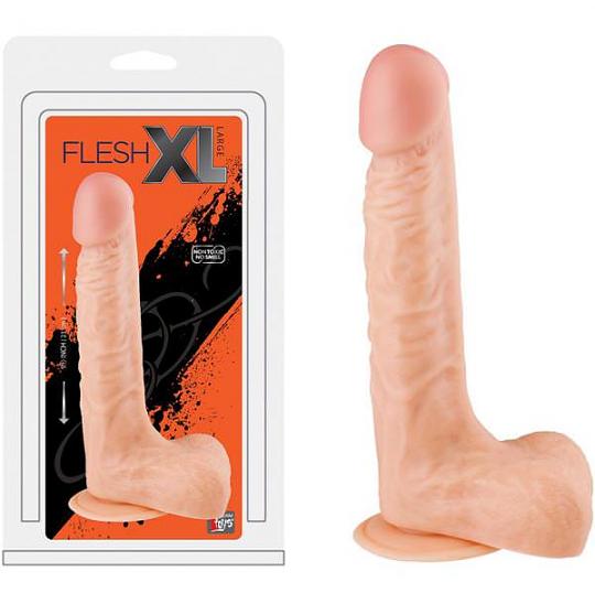 Фаллоимитатор Flesh XL с мошонкой 23 см цвет телесный