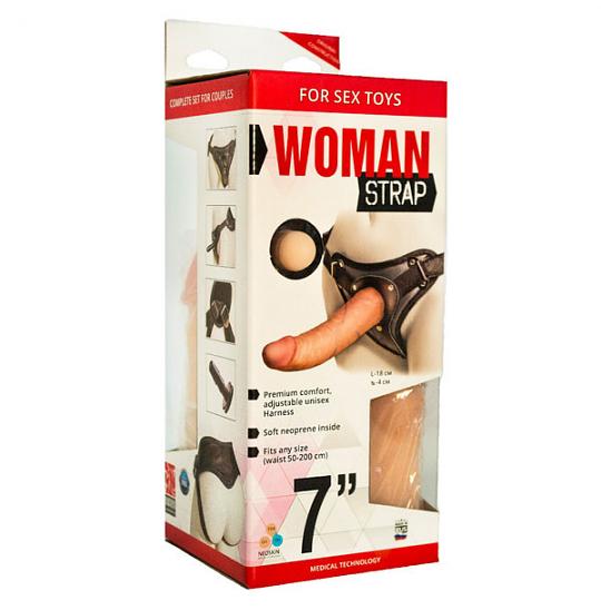 Женский пояс с насадками Woman Strap цвет телесный