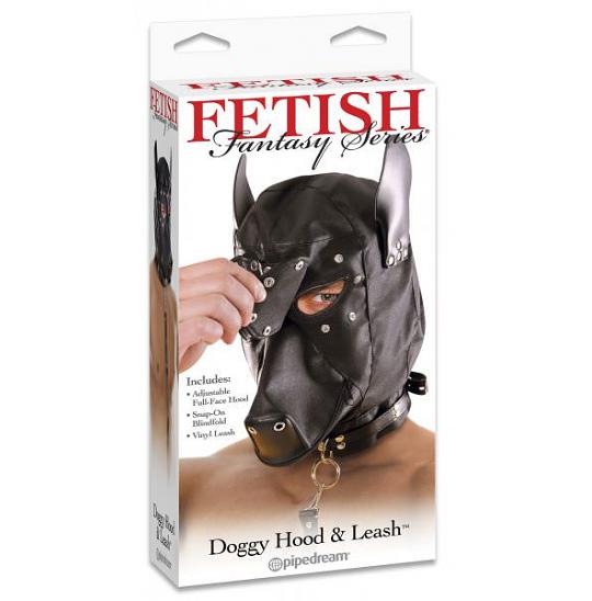 Капюшон-маска комбинированный из спандекса Doggy Hood and Leash цвет черный