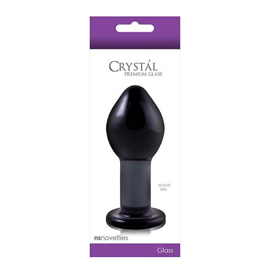 Массажер для анальной стимуляции из стекла Crystal Medium Black цвет черный