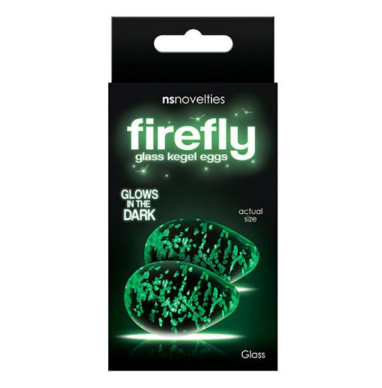 Массажер для анальной стимуляции из стекла Firefly Glass Kegel Eggs Clear цвет зеленый