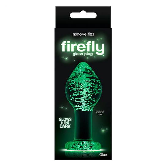 Массажер для анальной стимуляции из стекла Firefly Glass Plug Large Clear цвет зеленый