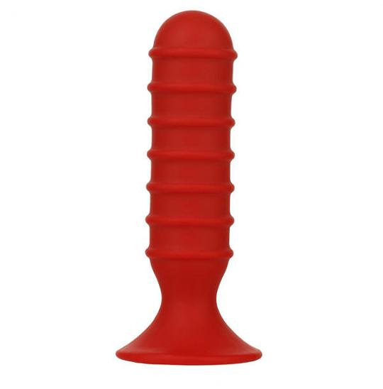 Массажер для анальной стимуляции MENZSTUFF RIBBED TORPEDO PLUG 5INCH RED цвет красный