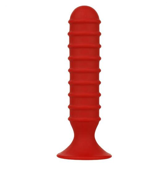 Массажер для анальной стимуляции MENZSTUFF RIBBED TORPEDO PLUG 6INCH RED цвет красный