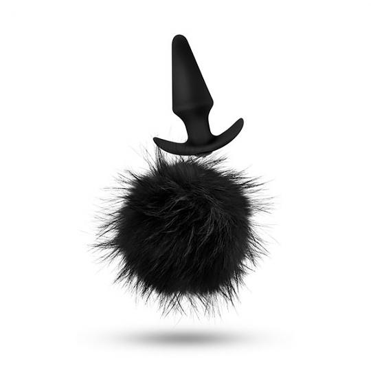 Массажер для анальной стимуляции Pom Plugs Fur Pom Pom Black цвет черный