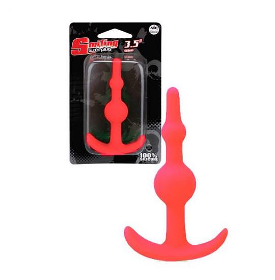 Массажер для анальной стимуляции Smiling Silicone Butt Plug Red цвет розовый