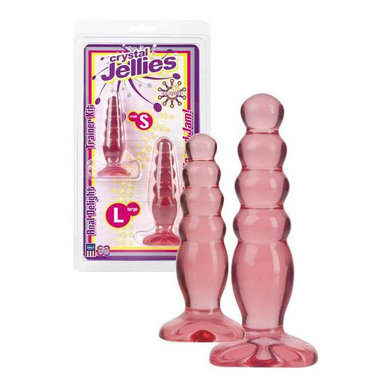 Набор гелевых плагов Crystal Jellies S и L розовый цвет розовый