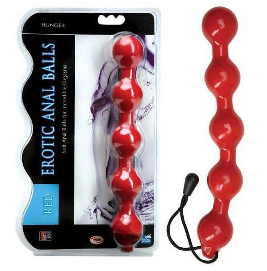 Цепочка шариков для массажа Erotic Anal Balls Red цвет красный