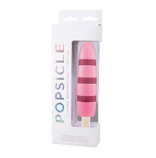 Вибратор с полосочками Popsicle Rechargeable Vibe цвет розовый