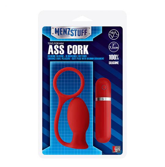 Вибромассажер анальный Анальный плаг Menzstuff Ass Cork red цвет красный