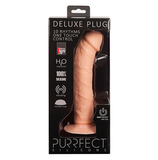 Вибромассажер-фаллоимитатор Purrfect Silicone One Touch Flesh curved цвет телесный