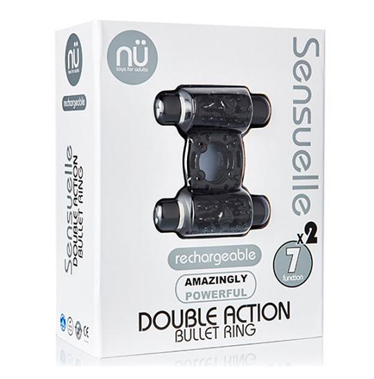 Вибромассажер-клиторальный стимулятор кольцо Nu Sensuelle Double Action Cockring Blk цвет черный