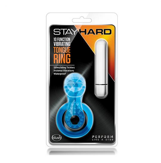 Вибромассажер-клиторальный стимулятор Stay Hard Vibrating Tongue Ring Blue цвет голубой