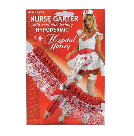 Подвязка медсестры со шприцом цвет красный